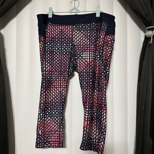 Under Armour yoga knee length pants , Navy/Coral